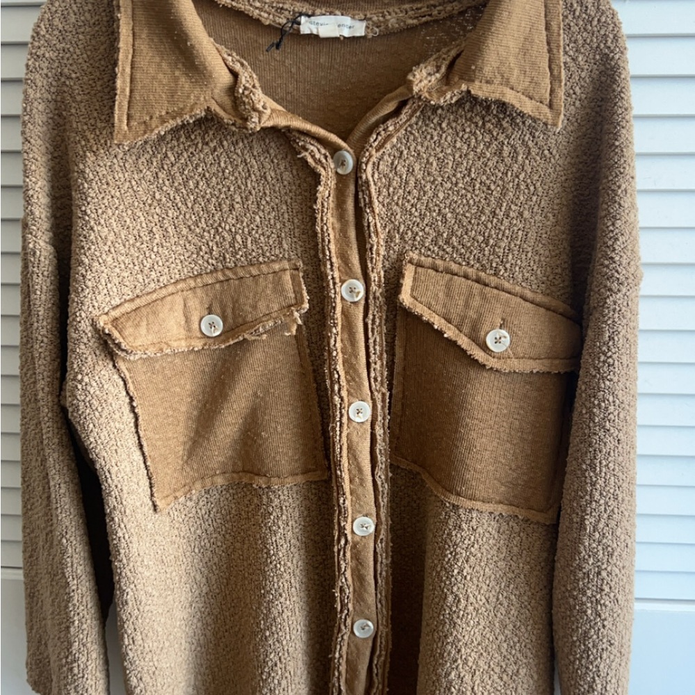 Cozy Tan Button-Up Shirt Jacket